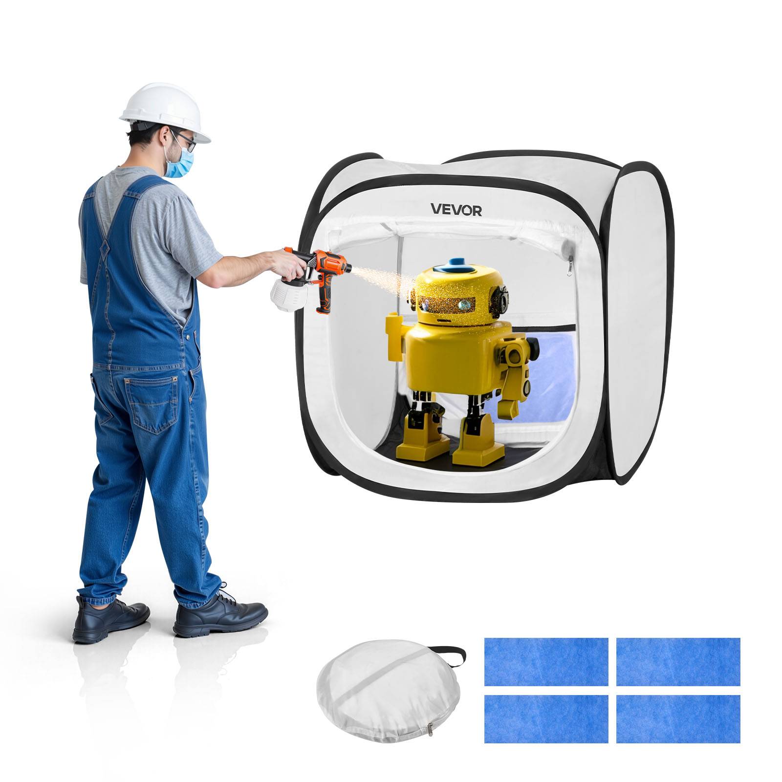 Vevor - VEVOR Cabine de peinture pop‑up 40,5 x 40,5 x 43 cm, légère, pliable, avec porte grillagée et filtres, blanc