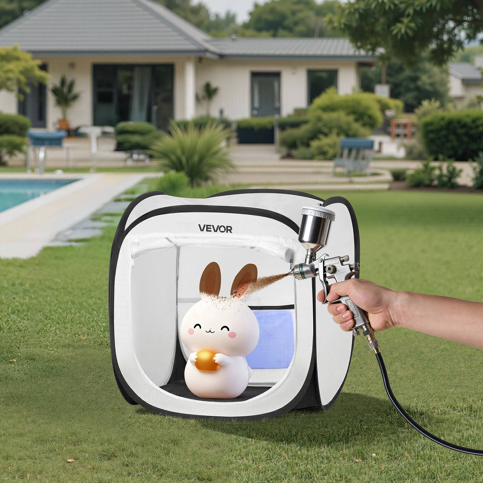 Vevor - VEVOR Cabine de peinture pop‑up 40,5 x 40,5 x 43 cm, légère, pliable, avec porte grillagée et filtres, blanc - Image 8