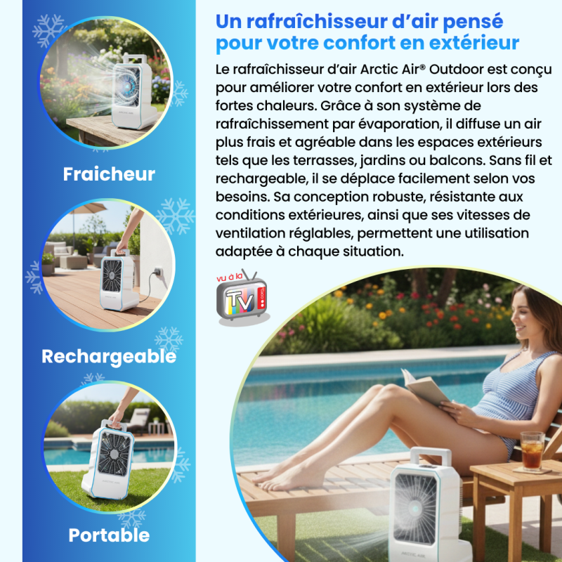 Rafraîchisseur d'Air Extérieur | Ventilateur Brumisateur Rechargeable | Humidificateur d'Air Portable avec Réservoir- VENTEO - Image 3