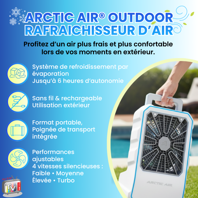 Rafraîchisseur d'Air Extérieur | Ventilateur Brumisateur Rechargeable | Humidificateur d'Air Portable avec Réservoir- VENTEO - Image 2