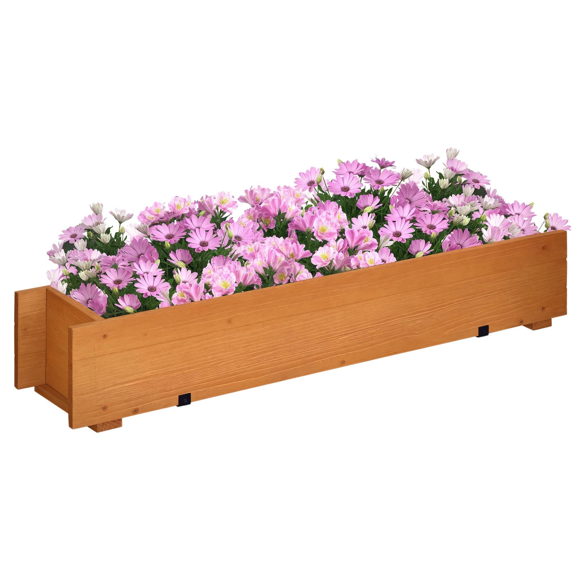 Sans Marque - Jardinière rectangulaire bois carré potager suspendre 2 crochets 91x18x16,5 cm marron