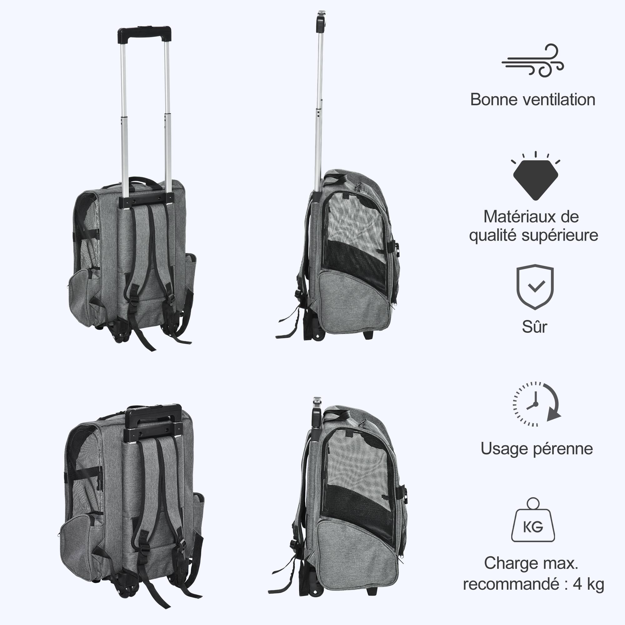 Sac transport à roulettes Tissus voyage trolley aérations multiples 42x25x55cm gris - ComfortXL Outdoor Living - Image 9