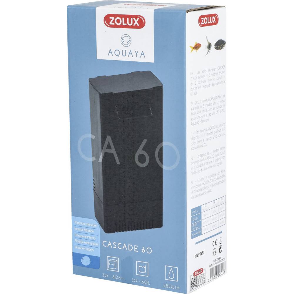 Zolux - Filtration intérieure cascade 60 puissance 4.2w, 280l/h pour aquarium de 30 à 60l max - Imagen 3
