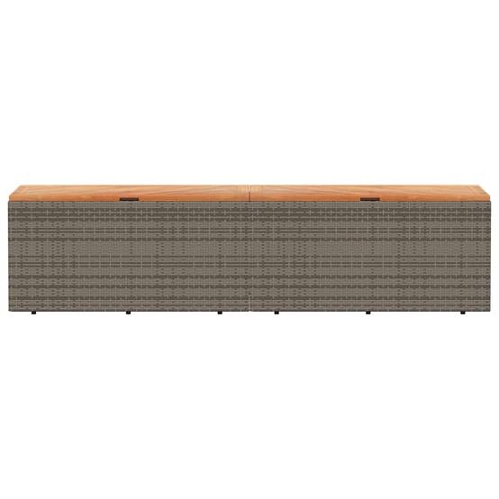 Très Grand Coffre Rangement Banc Résine Tressée et Bois pour Extérieur Gris 220x50x54 cm – ComfortXL Outdoor Living - Image 4
