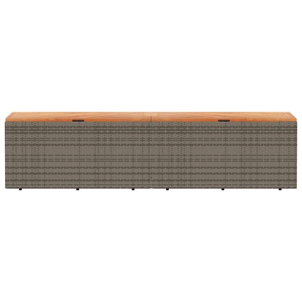 Très Grand Coffre Rangement Banc Résine Tressée et Bois pour Extérieur Gris 220x50x54 cm – ComfortXL Outdoor Living - Image 4