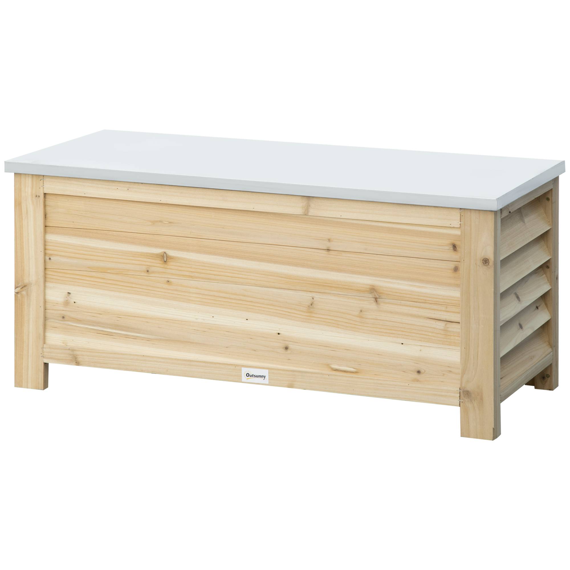 Coffre de jardin 155L bois métal terrasse protection coussins 110x50x50cm - ComfortXL Outdoor Living - Image 2