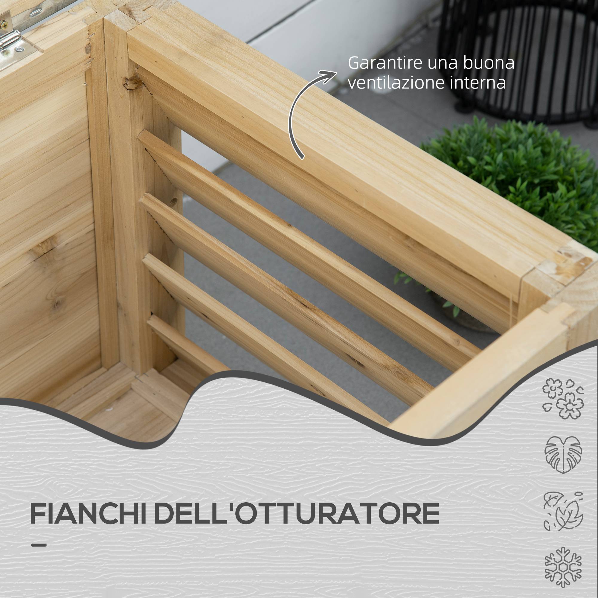 Coffre de jardin 155L bois métal terrasse protection coussins 110x50x50cm - ComfortXL Outdoor Living - Image 9