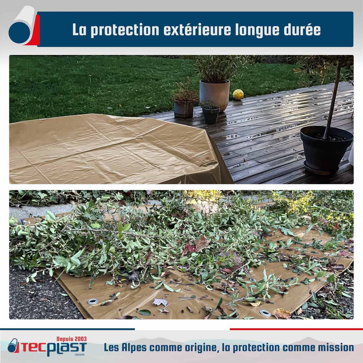 Bâche Jardin 2,5x3 m LP506JD Beige foncé - Garantie 5 ans - Bâche PVC étanche - Résistance Anti-UV TECPLAST - Imagen 2