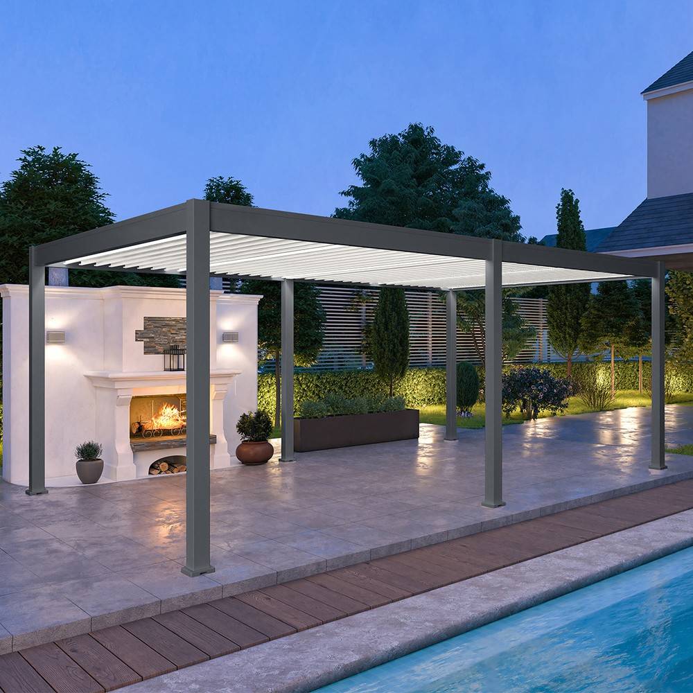 Ombrea - Pergola bioclimatique Ombréa autoportante 4x6M - Anthracite/blanc - ELMO Ombréa - Image 1