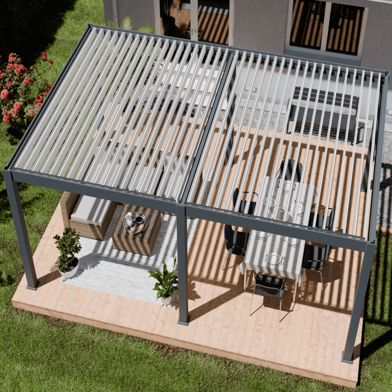 Ombrea - Pergola bioclimatique Ombréa autoportante 4x6M - Anthracite/blanc - ELMO Ombréa - Image 3
