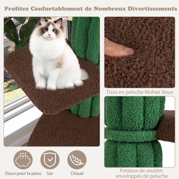 Helloshop26 - Arbre à chat de 153 cm avec 5 plateformes de saut rotative et condo tour de jeu pour chat avec dispositif anti-renversement vert - Imagen 4