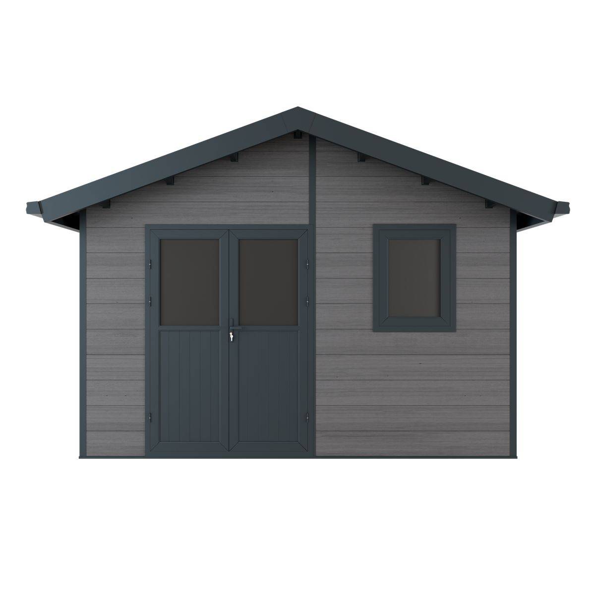 Direct Abris - Abri de Jardin Composite ISORA - 12m2 Gris - Cabane Atelier / Abri Velo - Image 4