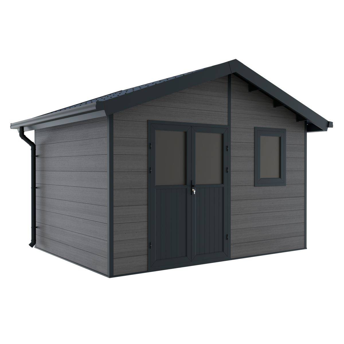 Direct Abris - Abri de Jardin Composite ISORA - 12m2 Gris - Cabane Atelier / Abri Velo - Image 3