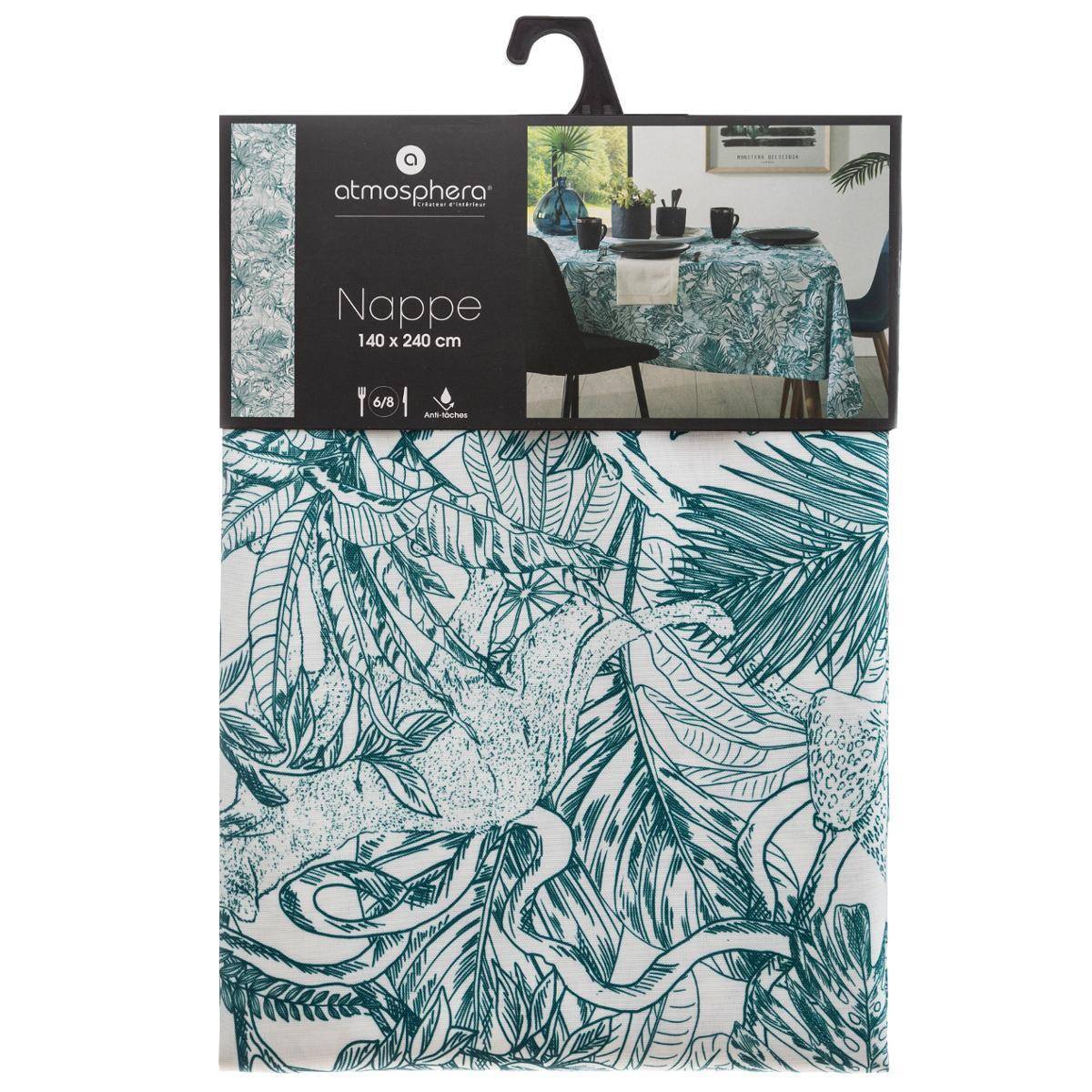 Atmosphera - Nappe anti-tache "Jungle" vert 140x240cm - Atmosphera Créateur d'intérieur - Imagen 2