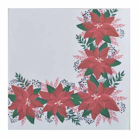 Lot de 20 Serviettes en Papier "Poinsettias" 25x25cm Rouge