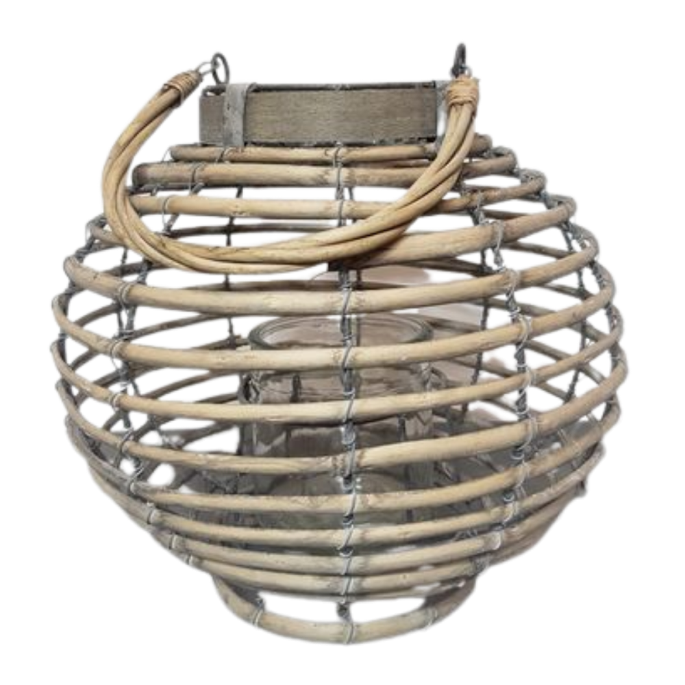 Lanterne jardin extérieur à suspendre bougie ancienne rotin 28cm Chemin de campagne - Imagen 1