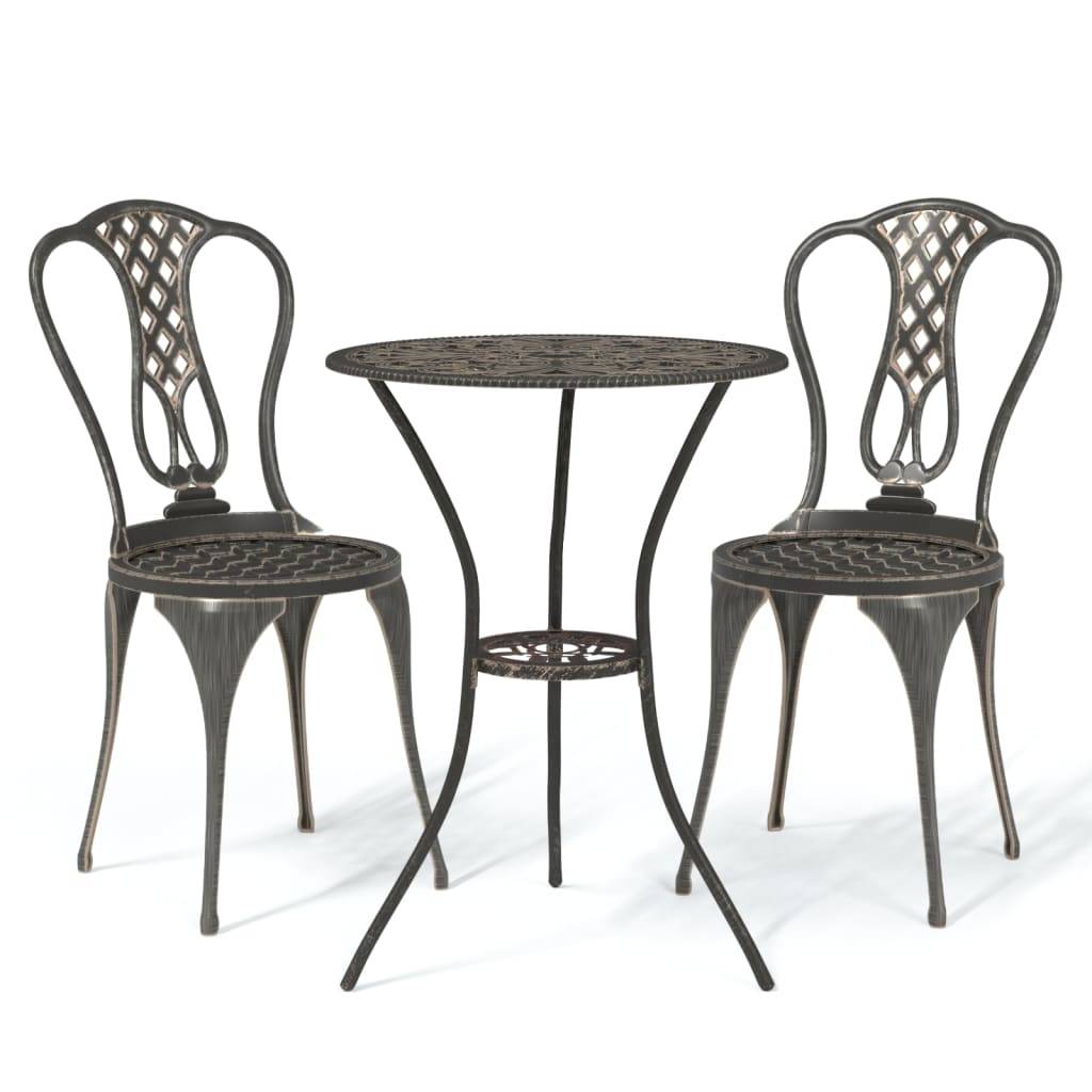 Helloshop26 - Ensemble de bistro jardin meuble extérieur terrasse 3 pièces aluminium coulé bronze - Imagen 1