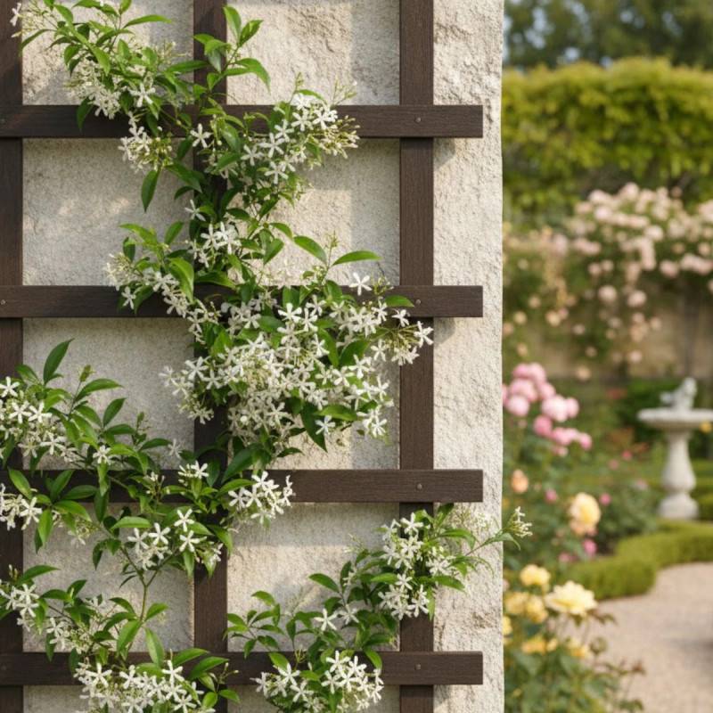 Jasmin étoilé, Jasmin persistant blanc, Trachelospermum à fleurs Blanche - feuillage Persistant - Pot de 10L - 200/300 cm sur ficelle-  hauteur à matu - Imagen 6