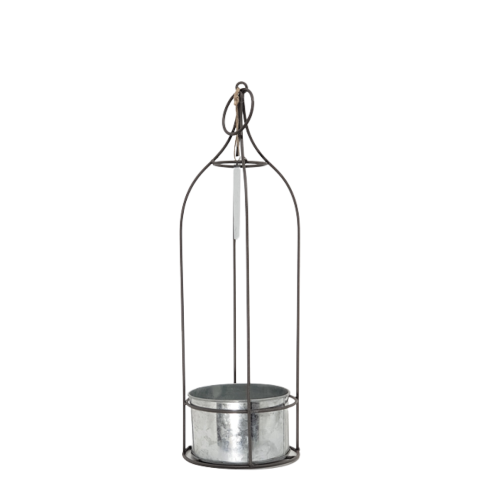 Jardinière extérieure pot fleurs jardin métal gris Ø12x41.5cm Chemin de campagne - Imagen 1