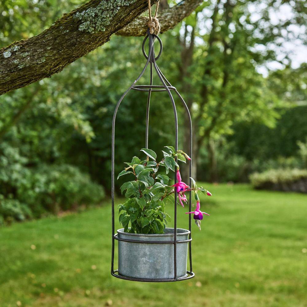 Jardinière extérieure pot fleurs jardin métal gris Ø12x41.5cm Chemin de campagne - Imagen 2