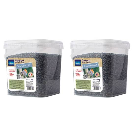 Seau de graines de tournesol noir 2 kgs pour oiseau de la nature - Lot de 2 - Image 1