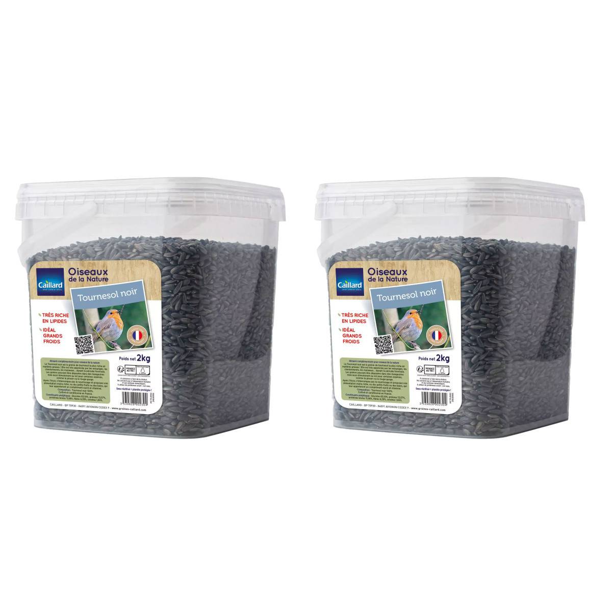 Seau de graines de tournesol noir  2 kgs pour oiseau de la nature - Lot de 2 - Image 1
