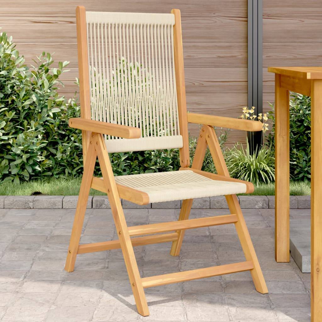 Chaises de jardin bois d'acacia et polypropylène beige 57 x 70 x 109 cm - PANGIVO - Image 1