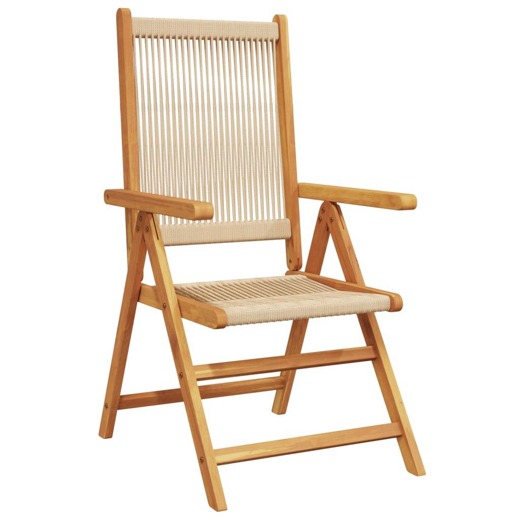 Chaises de jardin bois d'acacia et polypropylène beige 57 x 70 x 109 cm - PANGIVO - Image 4