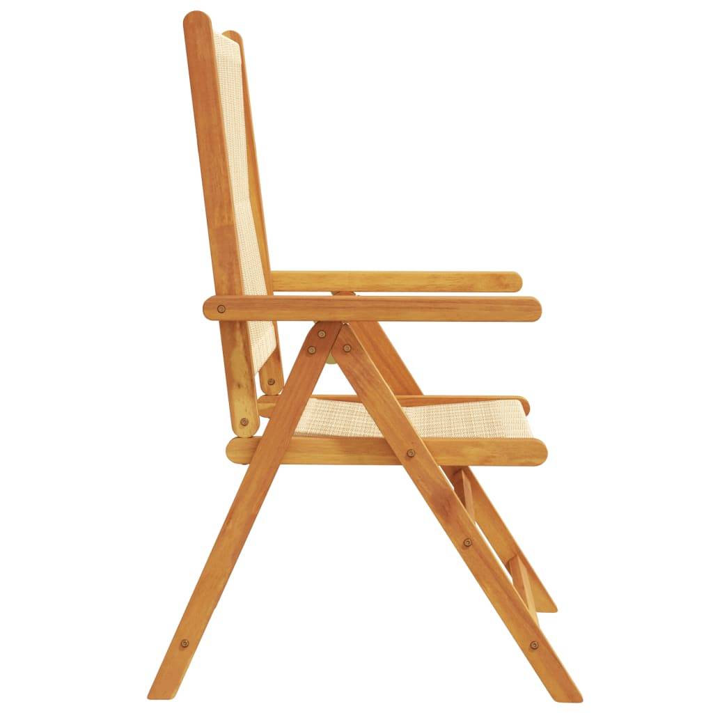 Chaises de jardin bois d'acacia et polypropylène beige 57 x 70 x 109 cm - PANGIVO - Image 6