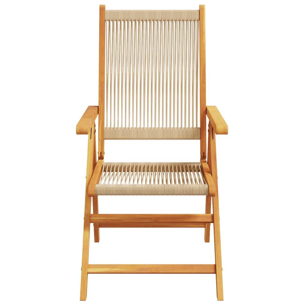 Chaises de jardin bois d'acacia et polypropylène beige 57 x 70 x 109 cm - PANGIVO - Image 5