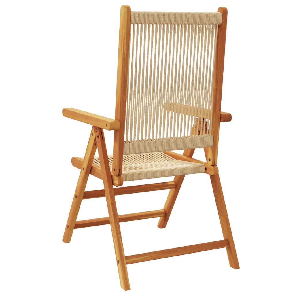 Chaises de jardin bois d'acacia et polypropylène beige 57 x 70 x 109 cm - PANGIVO - Image 7
