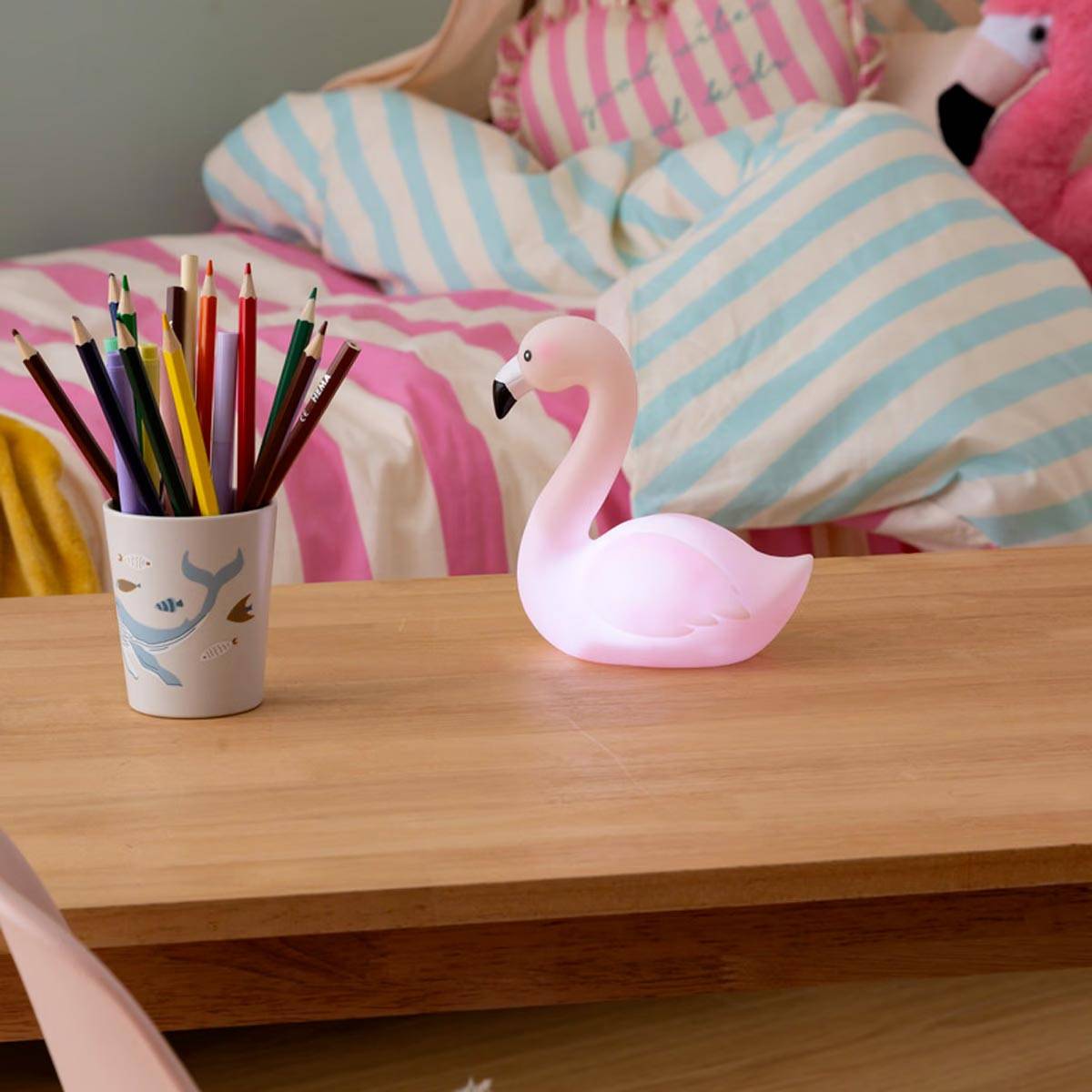 Veilleuse Enfant à Piles "Flamant Rose" 14cm Rose - Image 4
