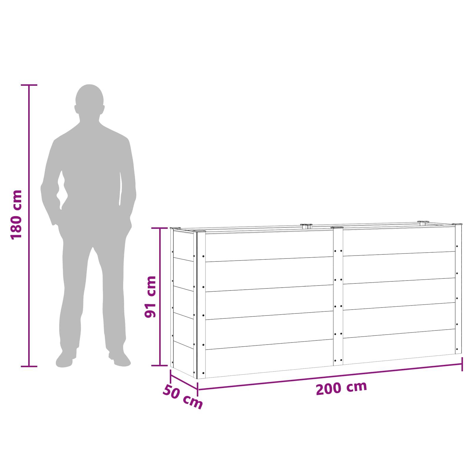Prolenta Premium - Jardinière aluminium marron 200 x 50 x 91 cm - Prolenta premium p3182.9 - Image 7