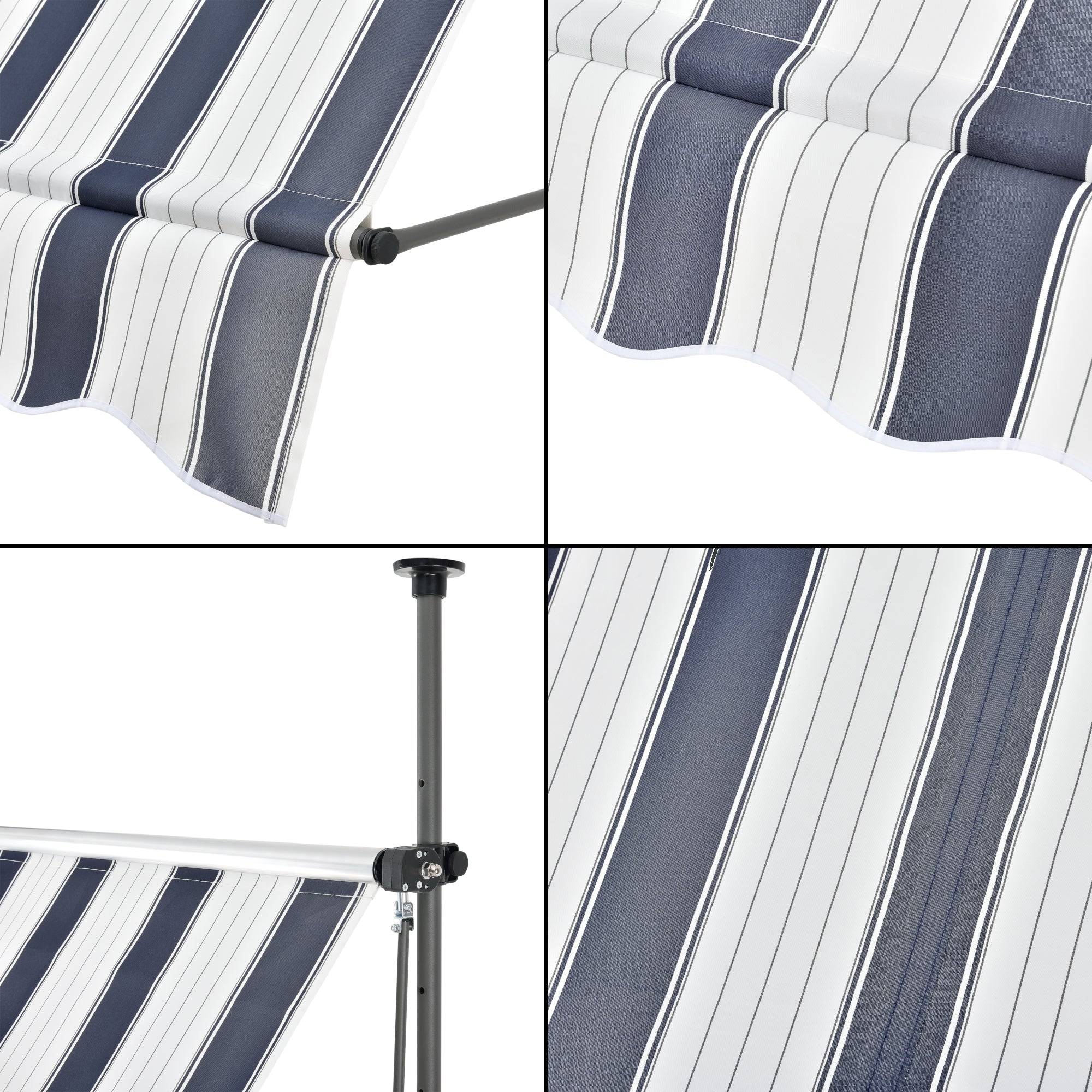 Helloshop26 - Store banne téléscopique acier polyester 300 x 120 x 200-300 cm bleu foncé blanc - Imagen 5
