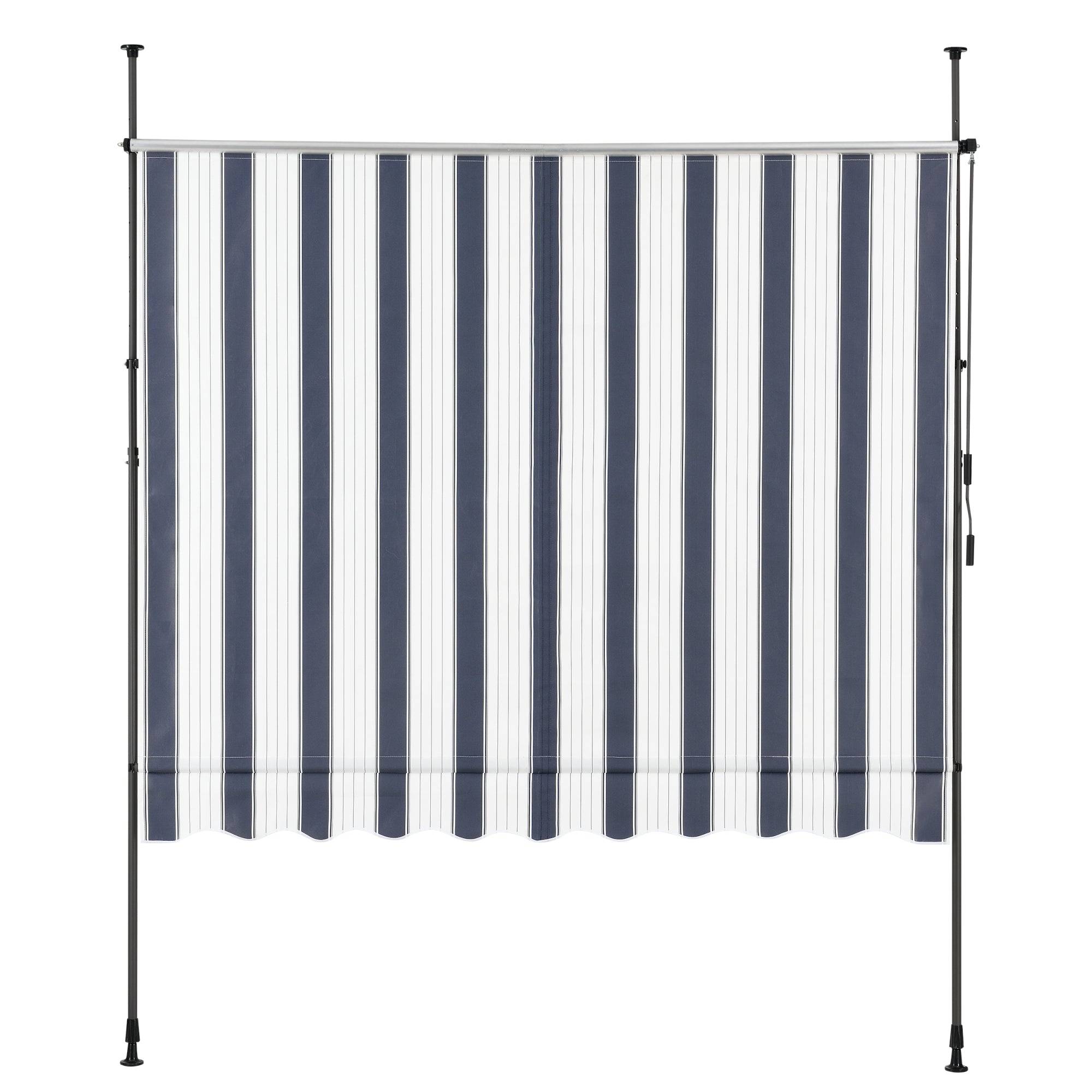 Helloshop26 - Store banne téléscopique acier polyester 300 x 120 x 200-300 cm bleu foncé blanc - Imagen 4
