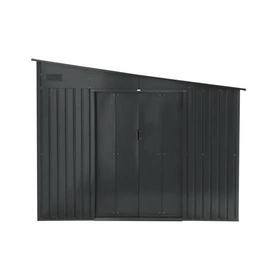 Abri de jardin adossable acier 8.96m² avec kit d'ancrage anthracite L 277.5 x l 322 x H 203 cm - Ornay | sweeek - Image 2