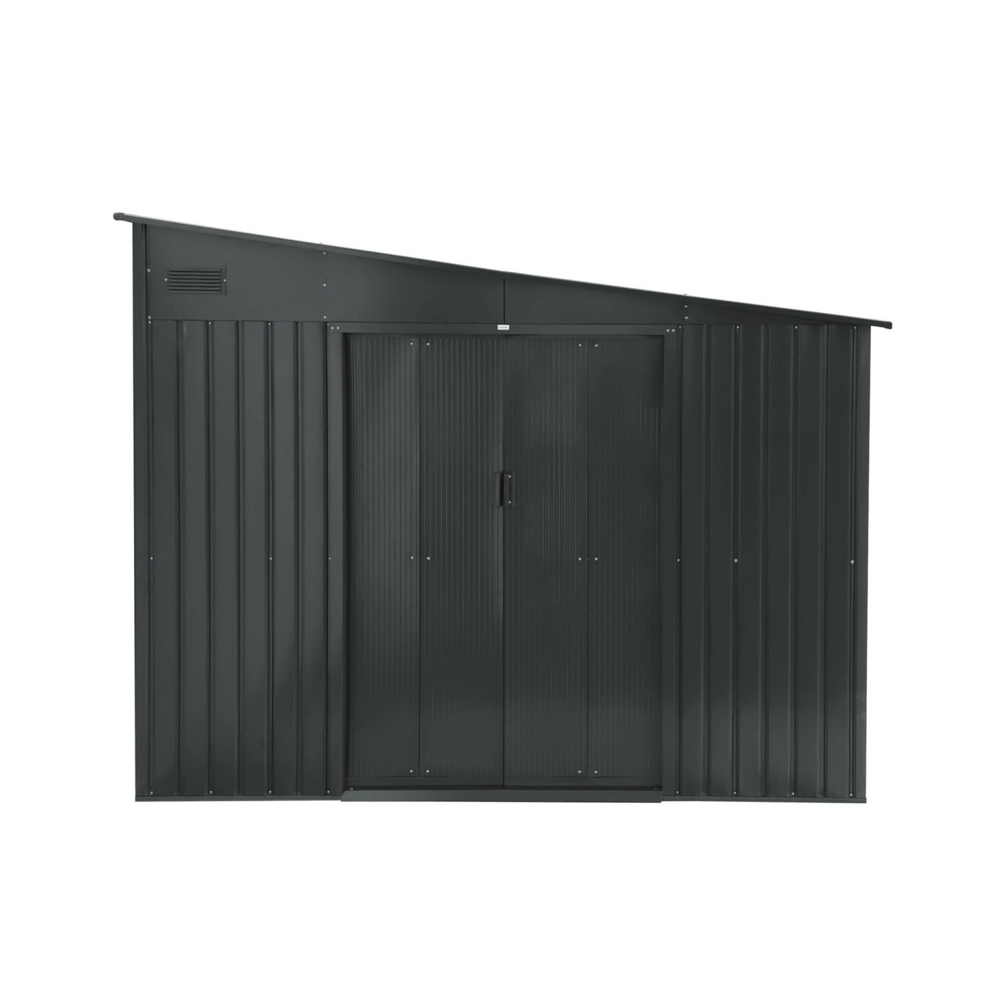 Abri de jardin adossable acier 8.96m² avec kit d'ancrage anthracite L 277.5 x l 322 x H 203 cm - Ornay | sweeek - Image 2