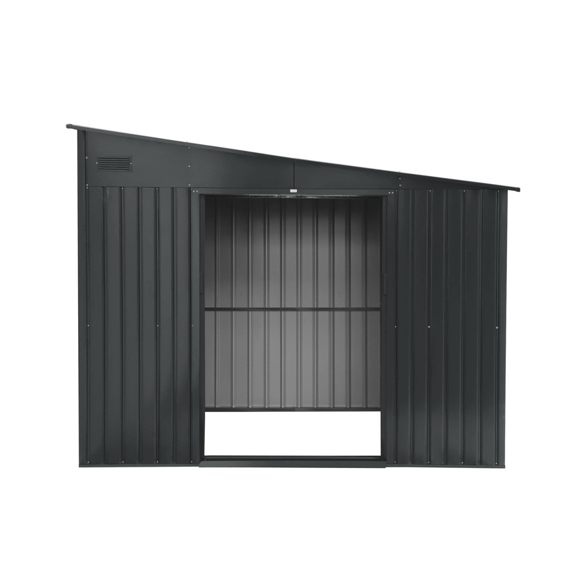 Abri de jardin adossable acier 8.96m² avec kit d'ancrage anthracite L 277.5 x l 322 x H 203 cm - Ornay | sweeek - Image 5