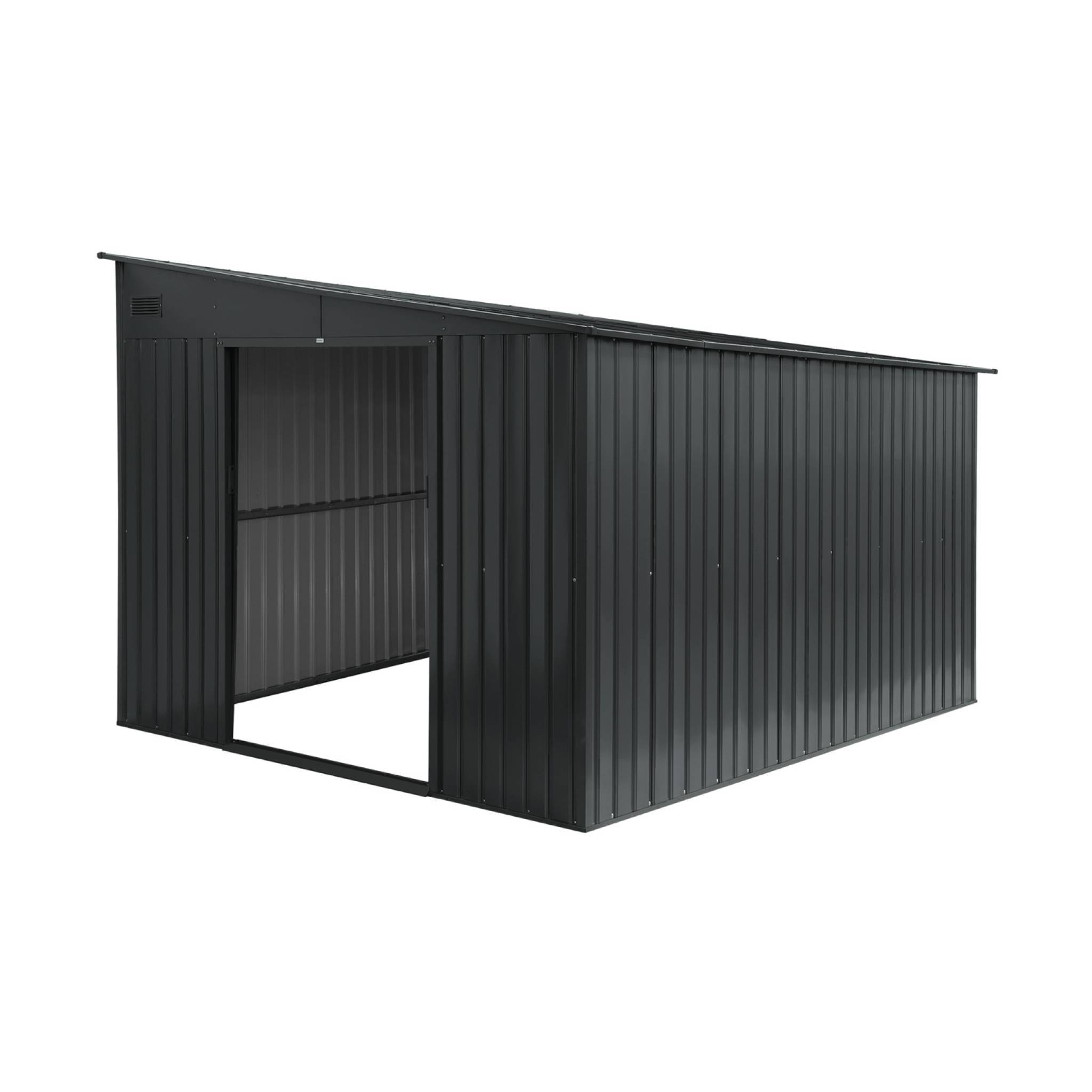Abri de jardin adossable acier 8.96m² avec kit d'ancrage anthracite L 277.5 x l 322 x H 203 cm - Ornay | sweeek - Image 3