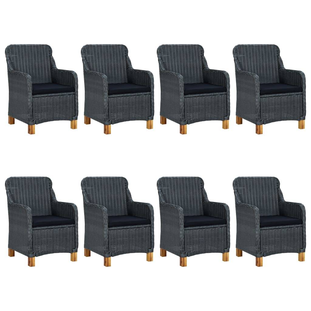 ComfortXL - Salon de Jardin 8 Places Gris Anthracite, Table Verre et Chaises avec Pieds en Bois – ComfortXL Outdoor Living - Image 2