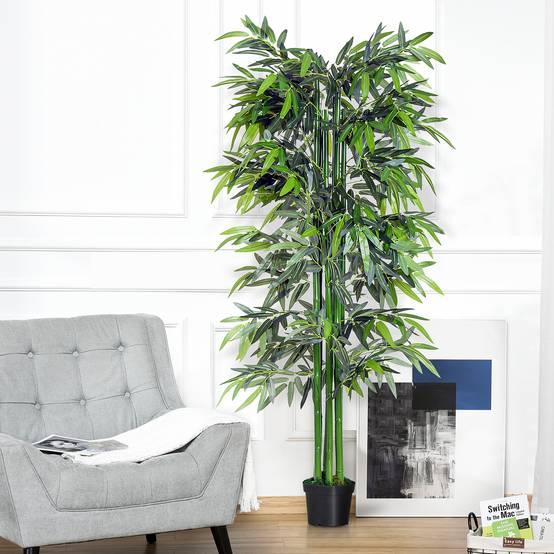 Bambou Artificiel Géant PE et Ciment Salon Bureau Ambiance Zen Apaisante 180cm Vert - ComfortXL Outdoor Living - Image 3