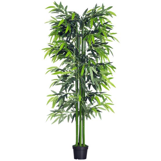 Bambou Artificiel Géant PE et Ciment Salon Bureau Ambiance Zen Apaisante 180cm Vert - ComfortXL Outdoor Living - Image 1