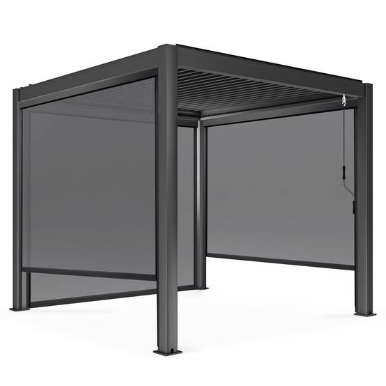 Oviala - Pergola bioclimatique autoportée 3x3m et 3 Stores 2,66 X 2,34 m Athenes - Oviala - Image 2