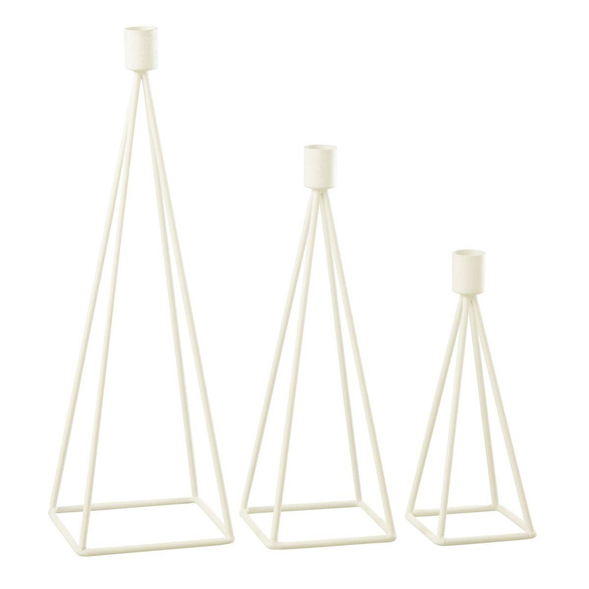 Lot de 3 Chandeliers Design "Désiré" 38cm Blanc - Image 3