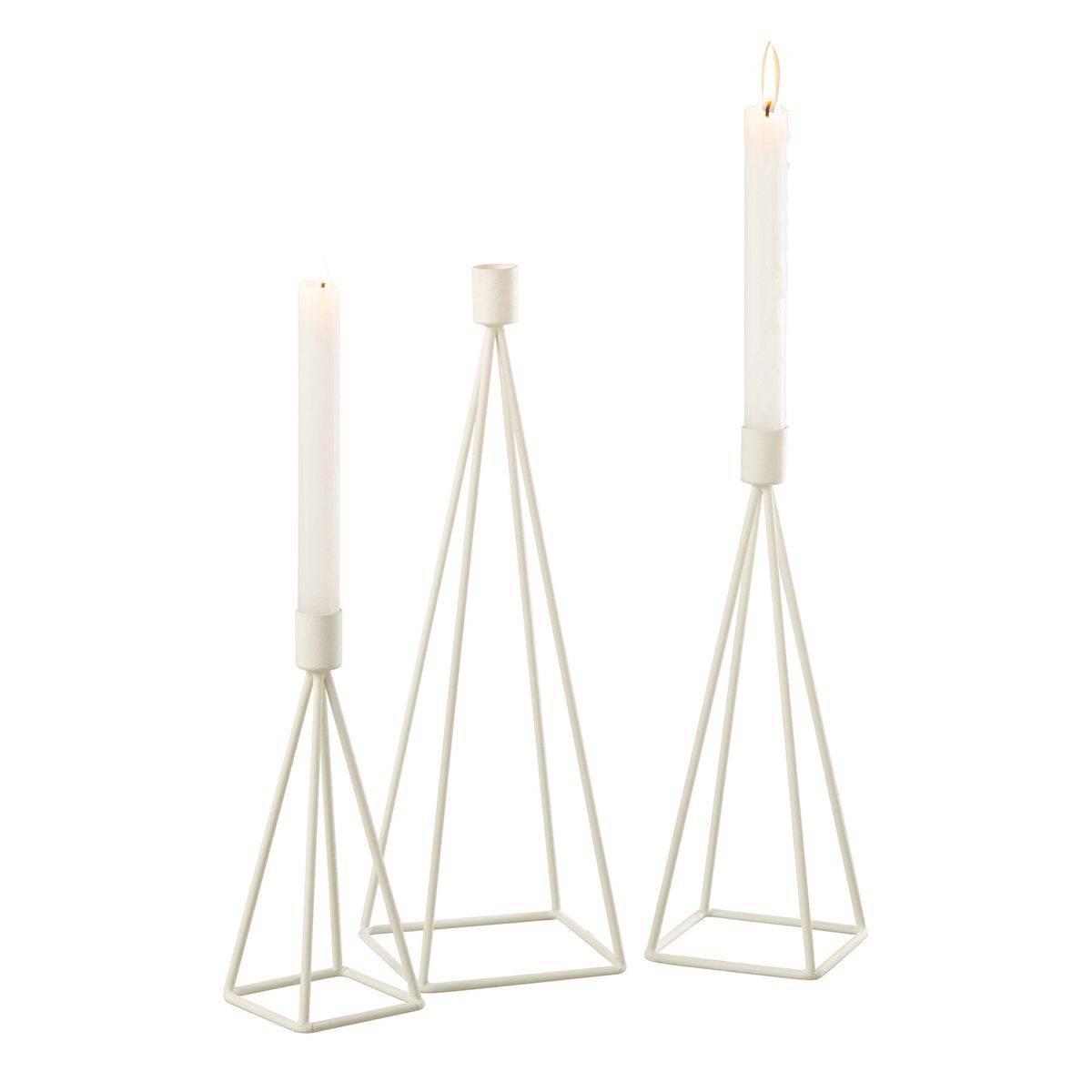 Lot de 3 Chandeliers Design "Désiré" 38cm Blanc - Image 2