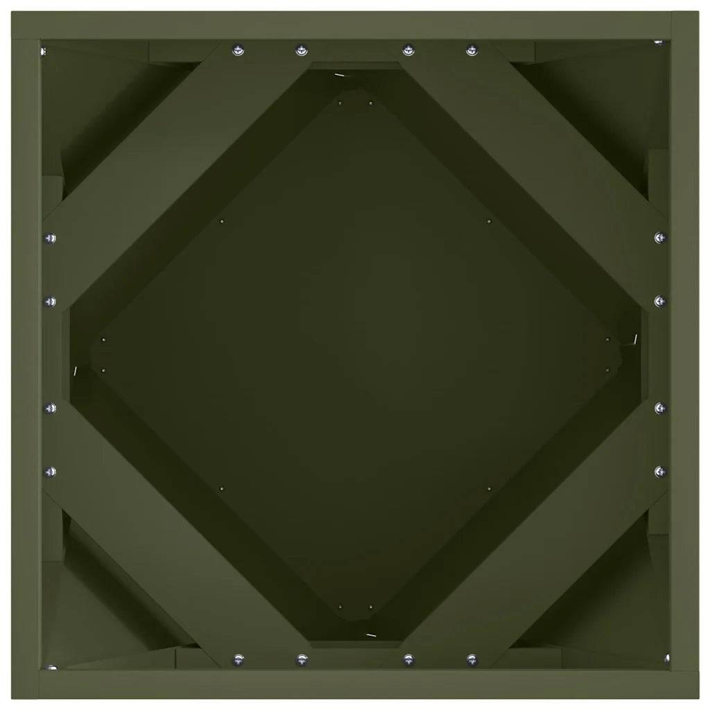 Helloshop26 - Lot de 2 jardinières modernes extérieures 40 x 40 x 40 cm style épuré en acier vert olive - Image 4
