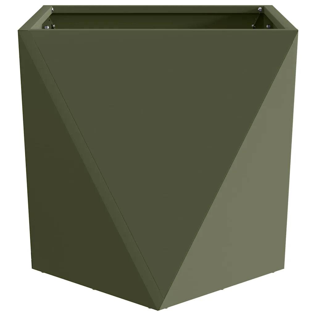 Helloshop26 - Lot de 2 jardinières modernes extérieures 40 x 40 x 40 cm style épuré en acier vert olive - Image 3
