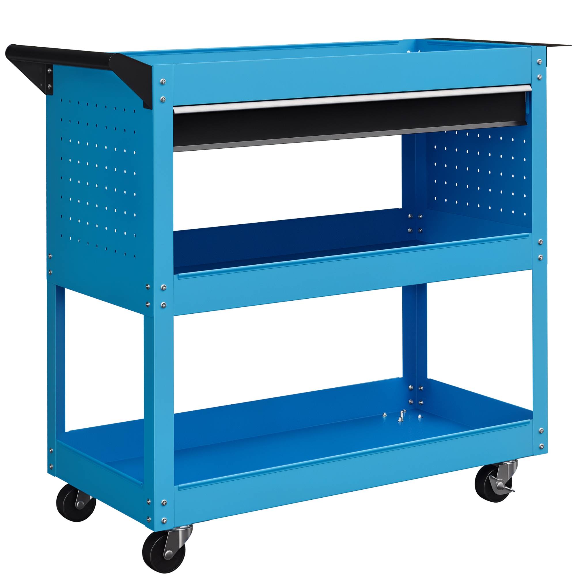 Sans Marque - Valise à outils chariot à outils boîte à outils, 3 niveaux, 4 roulettes, 82 cm x 35 cm x 76 cm, bleu - Image 1