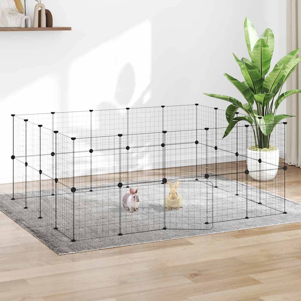 Vidaxl - Cage animaux de compagnie à 36 panneaux et porte Noir 175x140x70 cm vidaXL 3114039 - Imagen 1