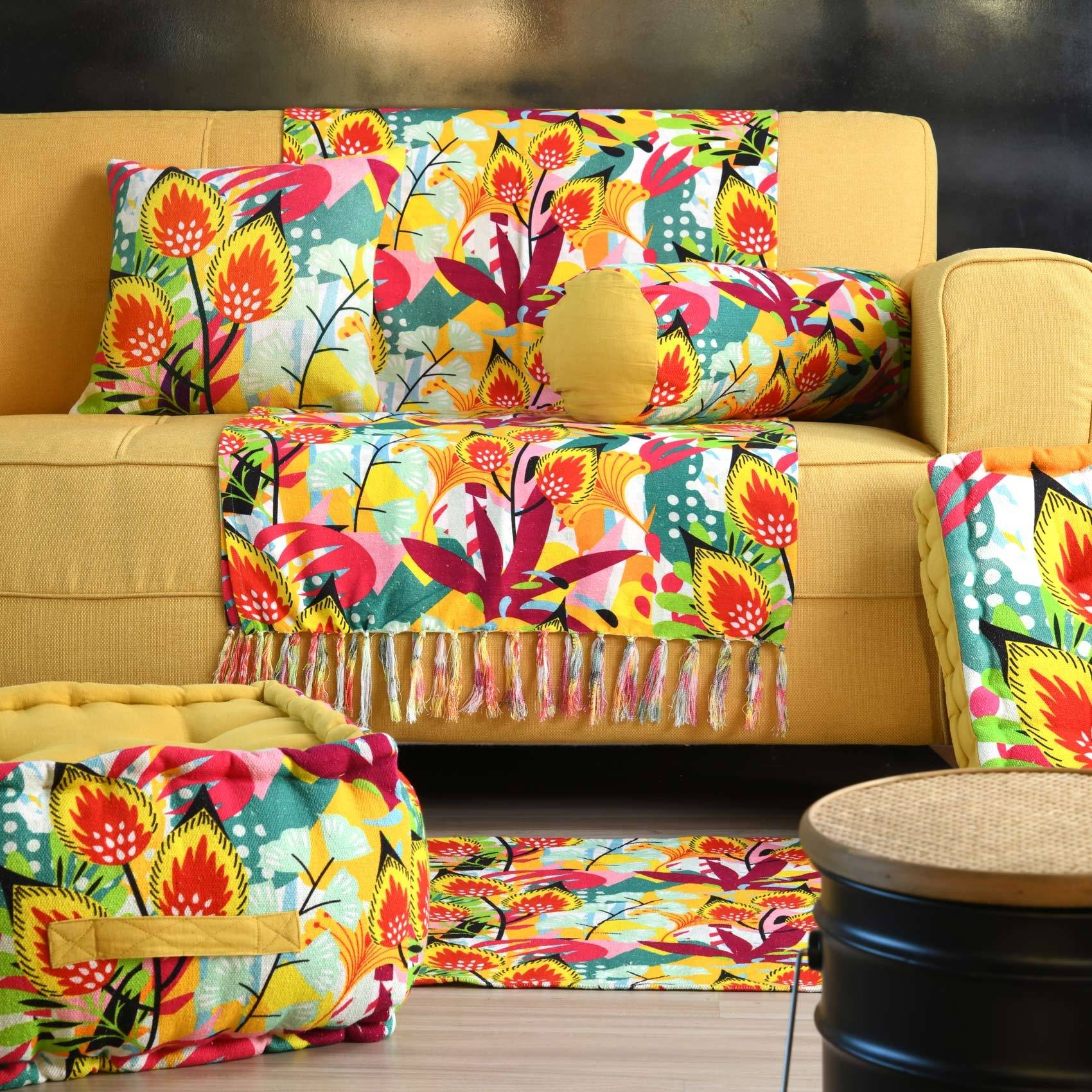 Lovely Casa - Tapis déco souple et coloré - LOVELY CASA - Coton - Jaune moutarde - Imagen 3